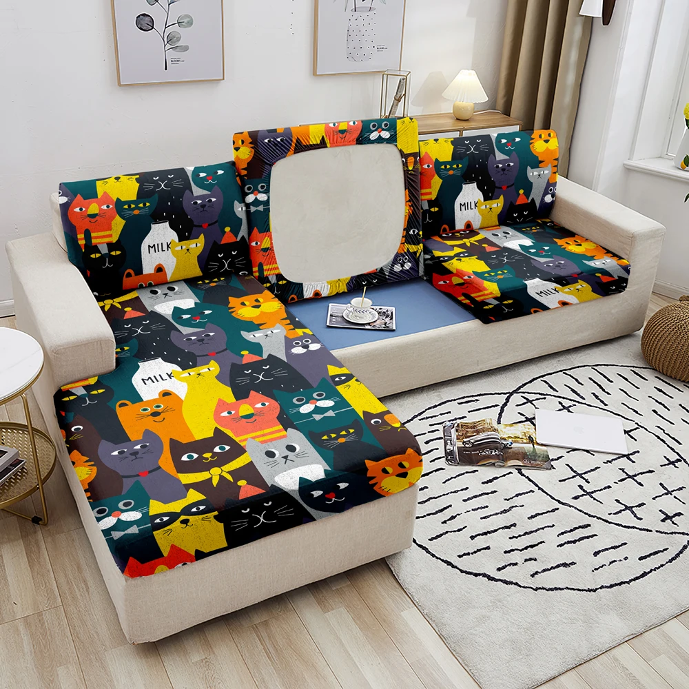 

Elastic Sofa Seat Cushion Cover Cartoon Animals Printed Couch Slipcovers For Living Room L Shape Sofa Cover Furniture Protector