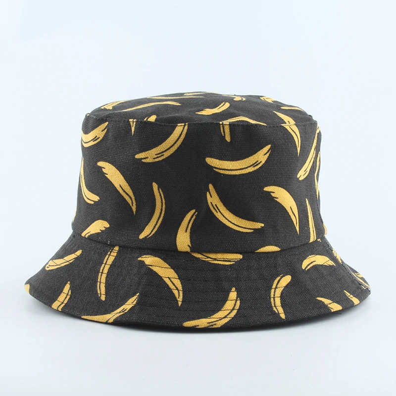 

Bucket Hat Men Women Summer Bucket Cap Banana Print Bob Hat Hip Hop Gorros Fishing Sun Hats