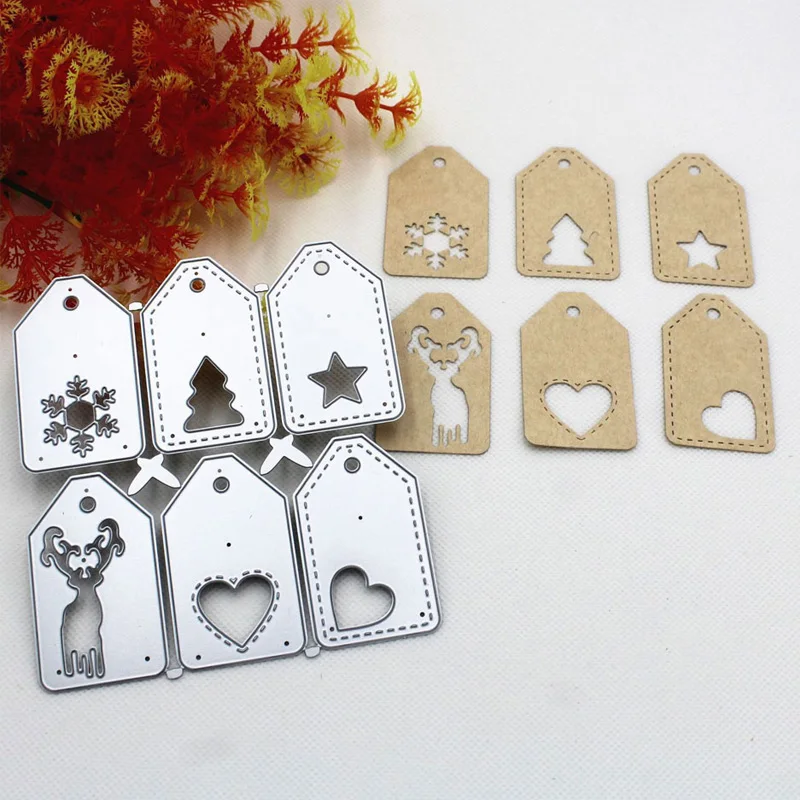 Рождественские ярлыки металлические высечки украшения Скрапбукинг тиснение