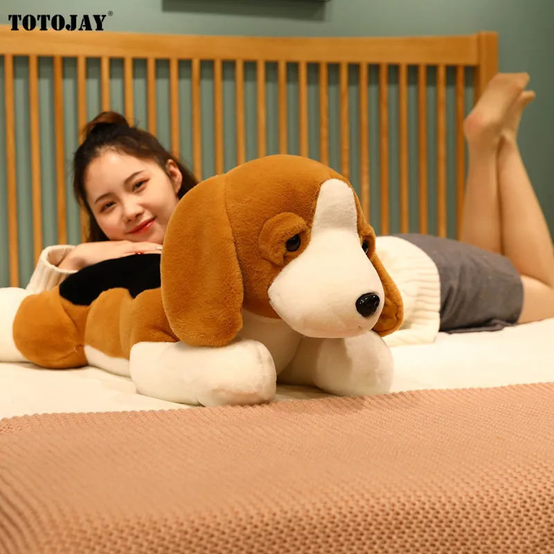 

Nice 1pc 40cm/60cm/80CM Kawaii Plush Toy Lying Beagle Dog Stuffed Puppy with Clothes Soft Animal Pillow Baby Girls Birthday Gift