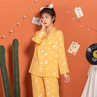new fashion sleepwear womens cotton cute pajamas girls long sleeve topspants with pockets polka dot casual lounge wear