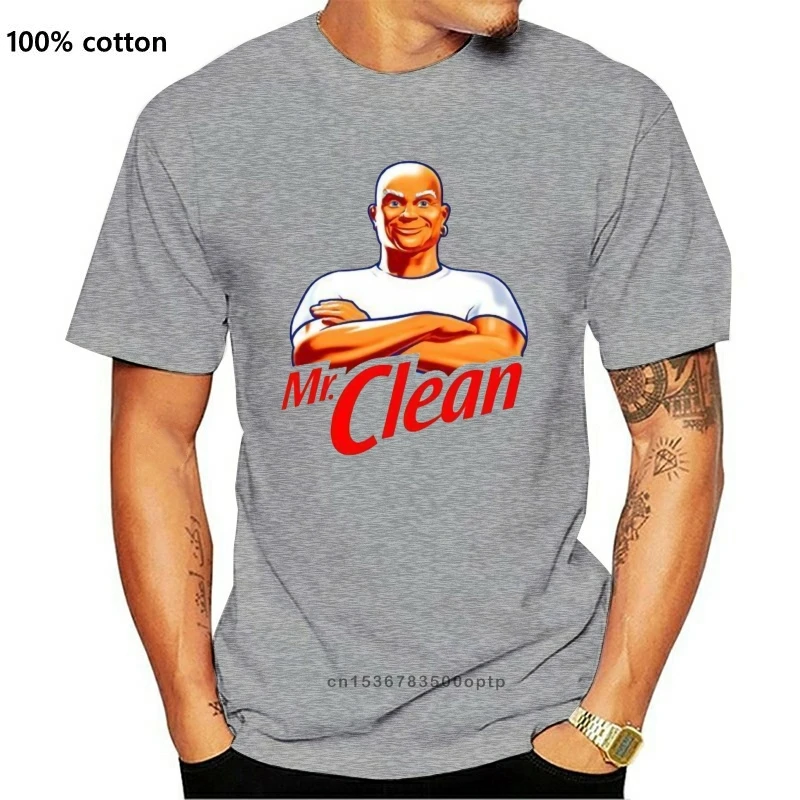 

Забавный костюм с логотипом Mr. Clean в стиле ретро, футболка, футболка с принтом, дизайнерская летняя стильная футболка