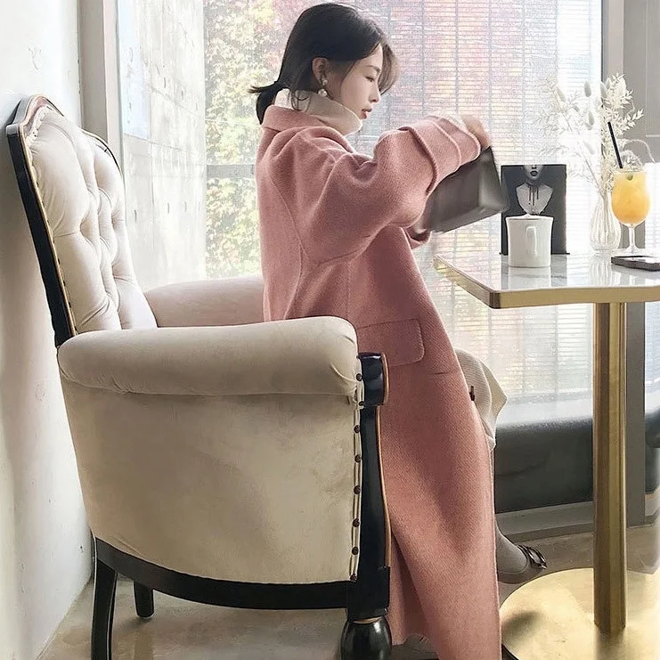 

CMAZ 2021 Autumn Winter Thick Coats for Women Hepburn Woolen Coat Women's Mid-Length 2021 Popular