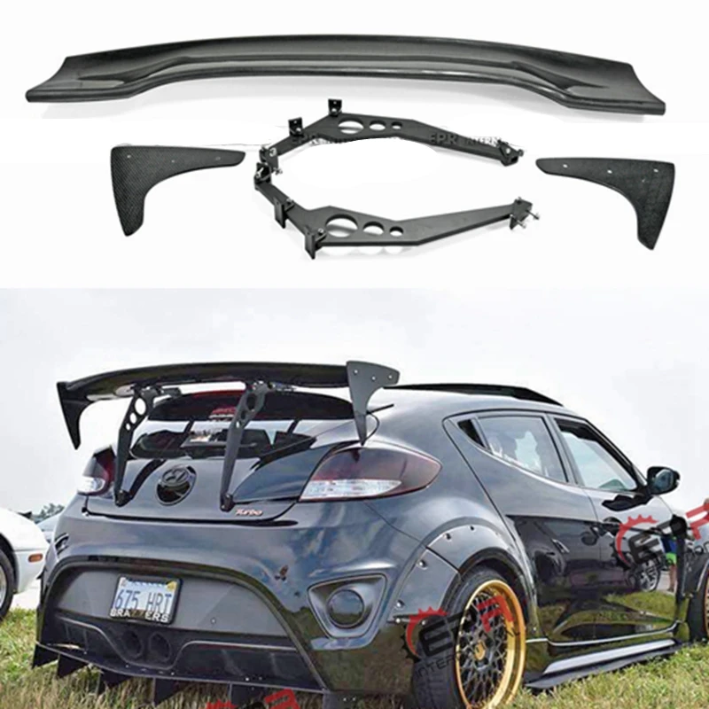 Для hyundai Veloster RSW карбоновый задний спойлер(турбо или не турбо) Комплект кузова тюнинг часть для Veloster карбоновое волокно заднее крыло крыши