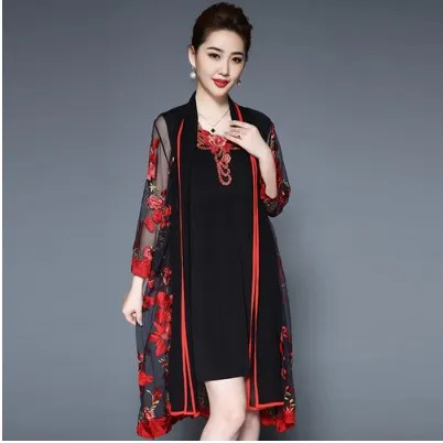 Новинка 2020 винтажное женское платье из двух частей с цветочной вышивкой