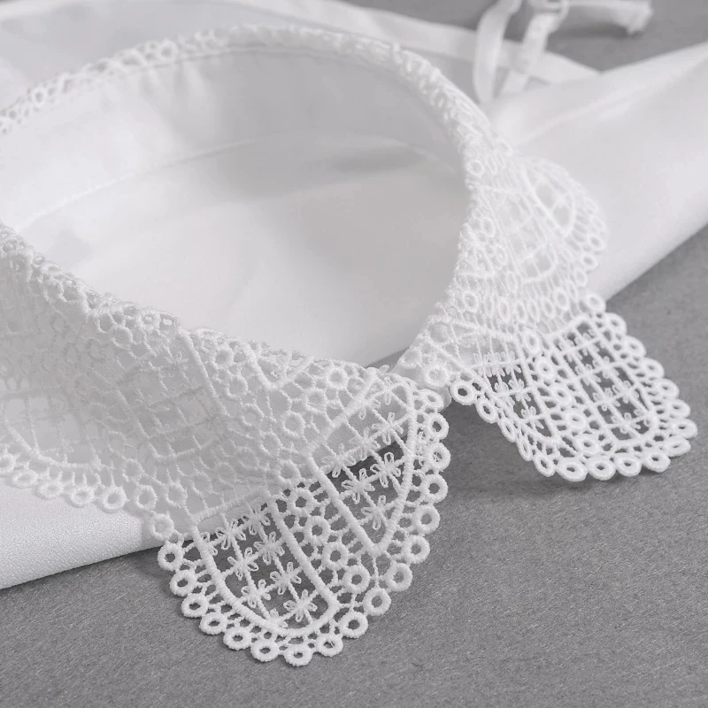 

2021 Women Fake Collar Half Shirt Ladies Shirt White Black False Collar Woman Detachable Collar Lace Lapel Faux Col Tie