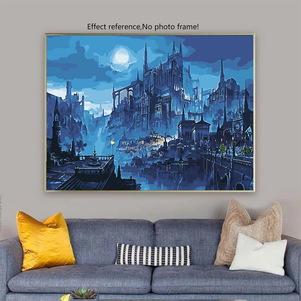 AZQSD Diy Краски ing по номерам ночных сцен холст ручной ed Wall Art городской пейзаж