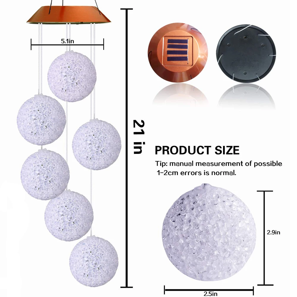 6 LED солнечный светильник колокольчиков лампы для дома и сада подвесной