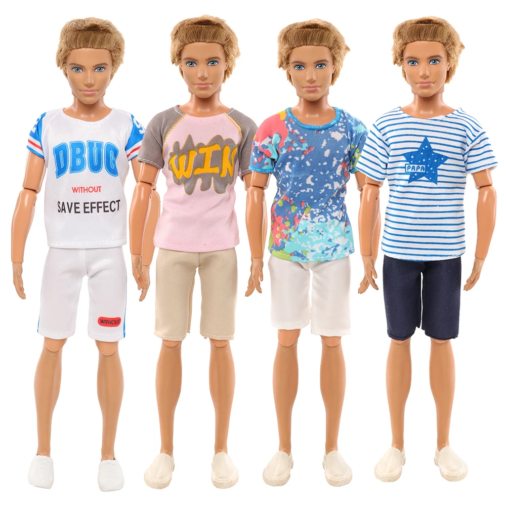 

Fashion Cheap Dollhouse Accessories for Barbie Ken Doll Clothes 30cm 4 pieces/set Tops with Shorts DIY Dressing Game Kids Toys