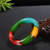 chinese natural colorful hand carved bracelet fashion wide fine women jewelry jade bangle gift accessories
