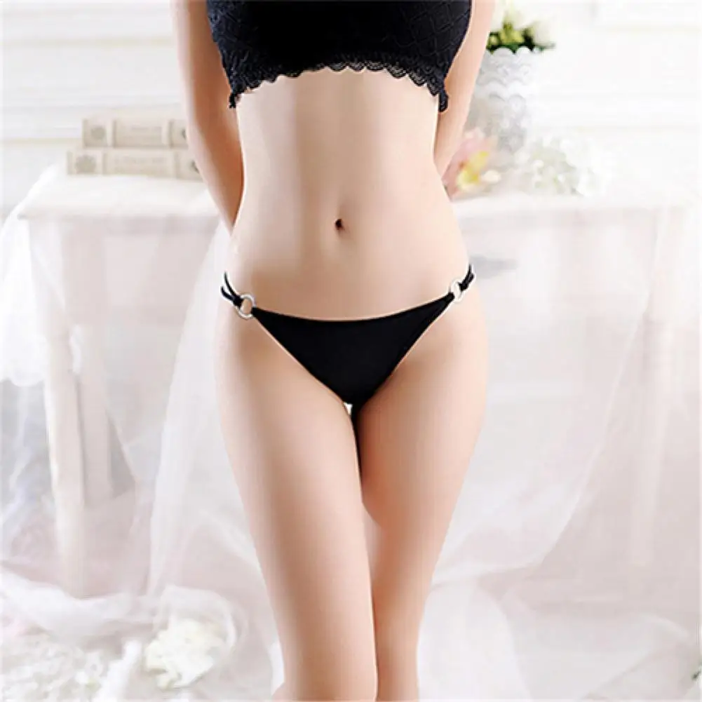 

Women Sexy Thongs Hollow Design Iron Ring Link Bowknot G-String T-Back Panties Thongs For Honeymoon Women's Intimates 1PCS