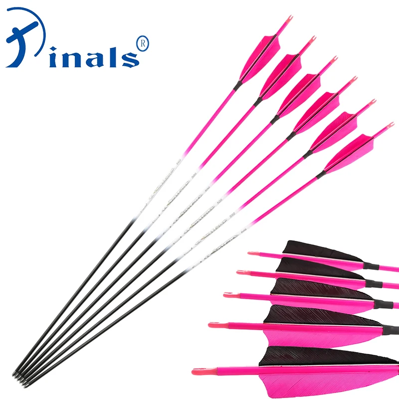 

PInals Archery Carbon Arrows Spine 500 600 700 800 900 1000 Turkey Feathers Points Pin Nock Recurve Bow Longbow Hunting Shooting