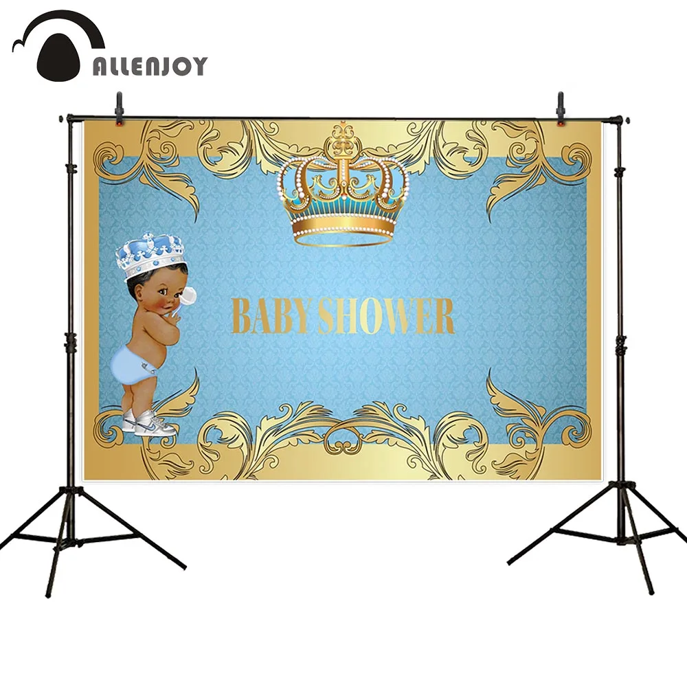 Allenjoy фоны для детской вечеринки синий Дамаск алмаз выросшие Золотые листья рамка