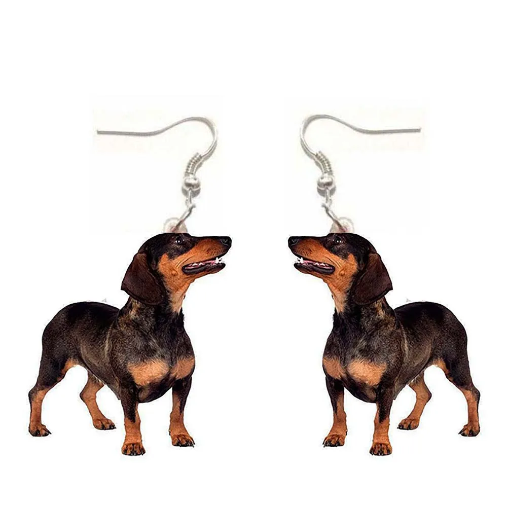 

Dachshund dog earrings Acrylic pet animal kolczyki cute jewelry studs steel 1pair/lot xmas gift for womens girls серьги женские