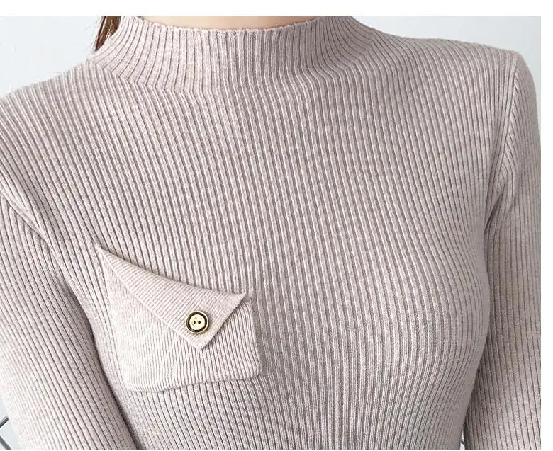 

2020 Women in spring and autumn with New style fashion Long sleeve Set head High collar Sweater coat