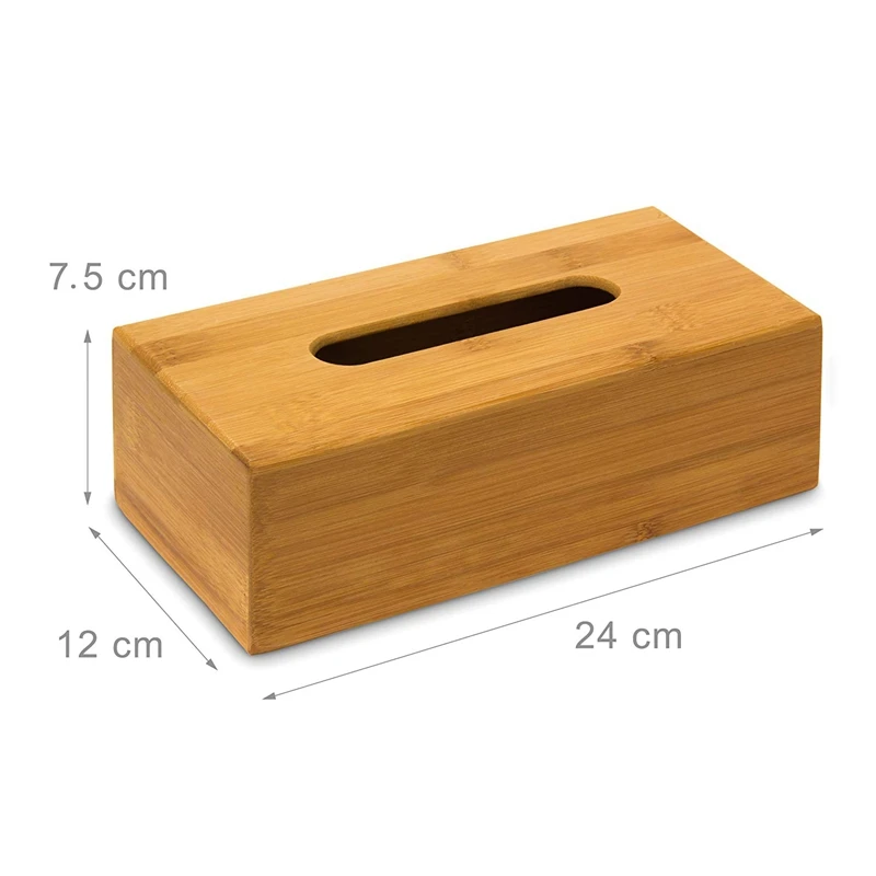 Bamboo box 7.5 x 24 12 cm can be used for paper handkerchiefs as towel dispenser with removable bottom a cosmetic ca | Дом и сад