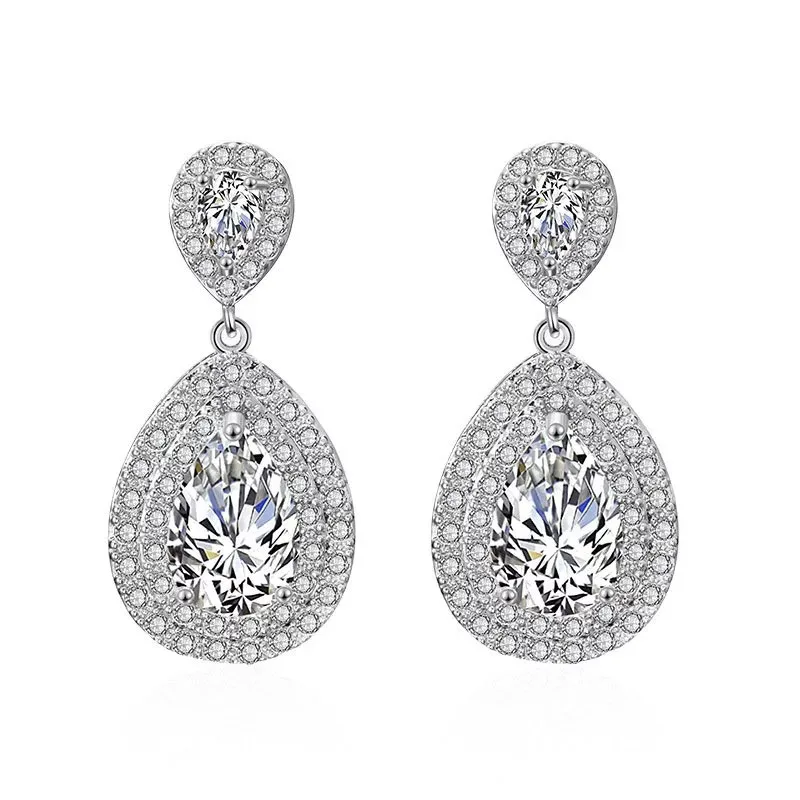 

S26 925 Стерлинговое Серебро Капли Воды 5A nscd камень классические Висячие серьги для женщин корейские серьги Свадебные ювелирные изделия