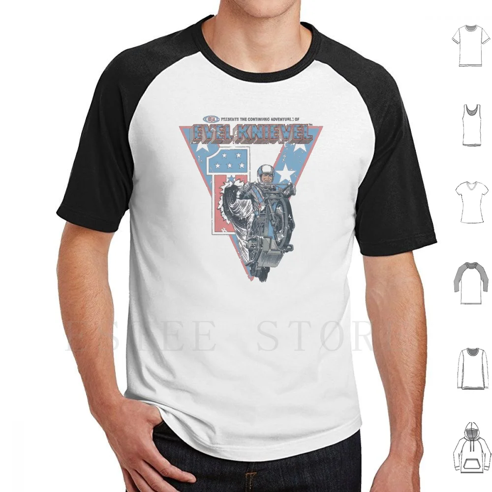 Фото Футболка Evel Knieval, мужская хлопковая футболка 6xl Evel Knieval, идеальные игрушки, трюки, велосипеды, мотоциклы, злой трюк, ретро, 70-е годы №1