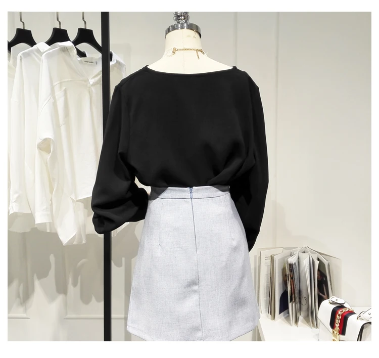 

Chiffon Shirt Women's Long Sleeve Blouse Fashion 2021 Spring Autumn V-neck Plain Top Loose Blusas Camisas Mujer