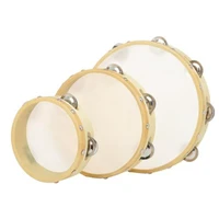 3pcs tambourine cowhide wooden handbell clap drum 6810in hand drum instrument for kids musical educational instrument