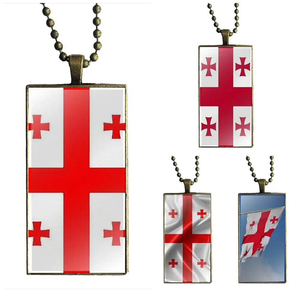 Ожерелье Грузинского Флага EJ Glaze для унисекса с стеклянной подвеской Галактического ожерелья для женщин с бронзовым покрытием ювелирных изделий.