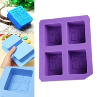 4 cavity silicone mold for making soaps 3d soap mold rectangle diy handmade soap form cake decors tray soap making mould