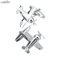 laidojin fashion silver plated aircraft model cufflinks for mens high quality shirt cuff buttons cuff links brand fine gift
