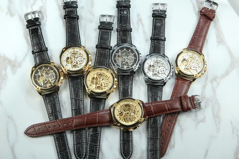 Часы наручные Forsining мужские с автоподзаводом брендовые Роскошные прозрачные в