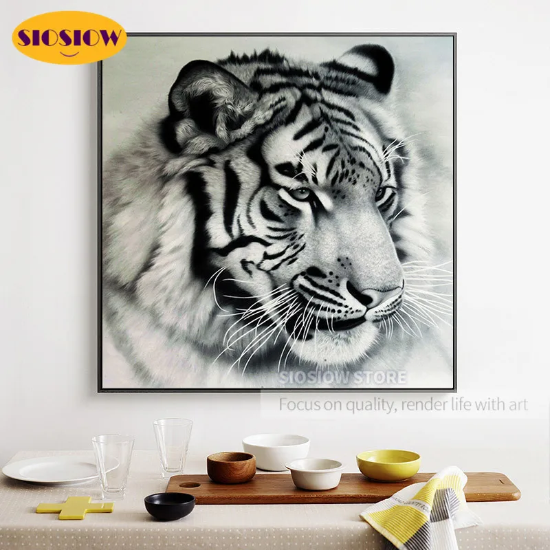 5D алмазная живопись сделай сам голова тигра животные полный квадрат Круглый