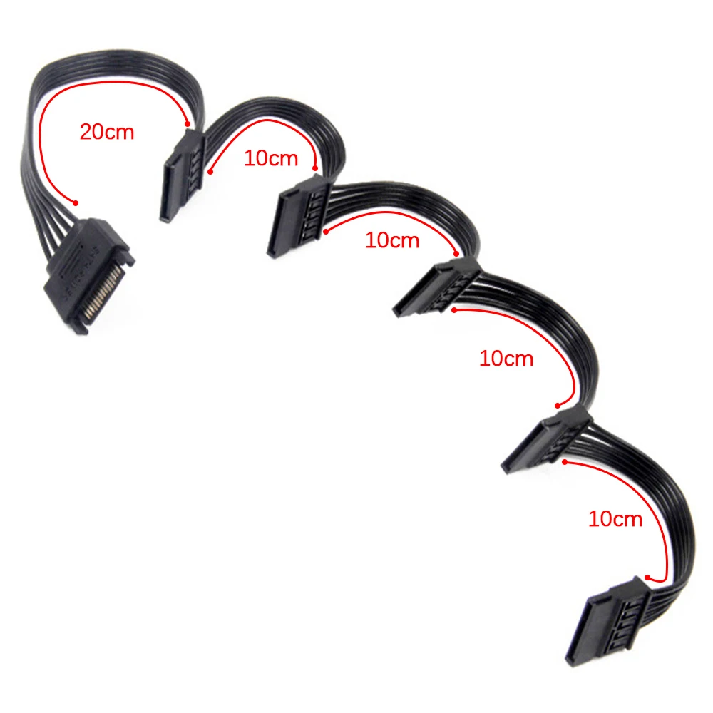 

15Pin SATA Power Supply Splitter Cable Hard Drive 1 Male To 5 Female Extension Power Cord For DIY PC Sever Parallel Cable Design