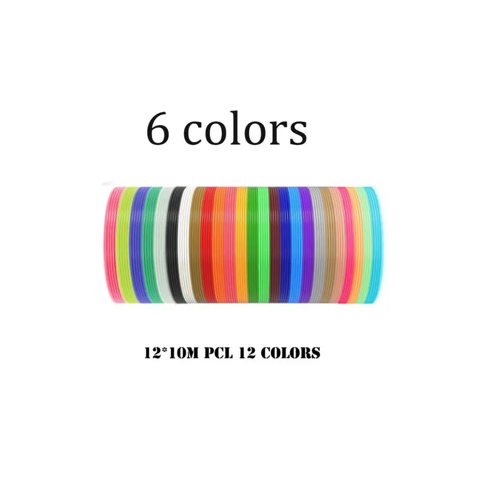 6 colors PCL SIMAX 3D печати ручек 12V 3D с карандашным рисунком Scribble ручки 120 м нити для детей детское образование инструменты для создания хобби игрушки - Цвет: 6 colors PCL