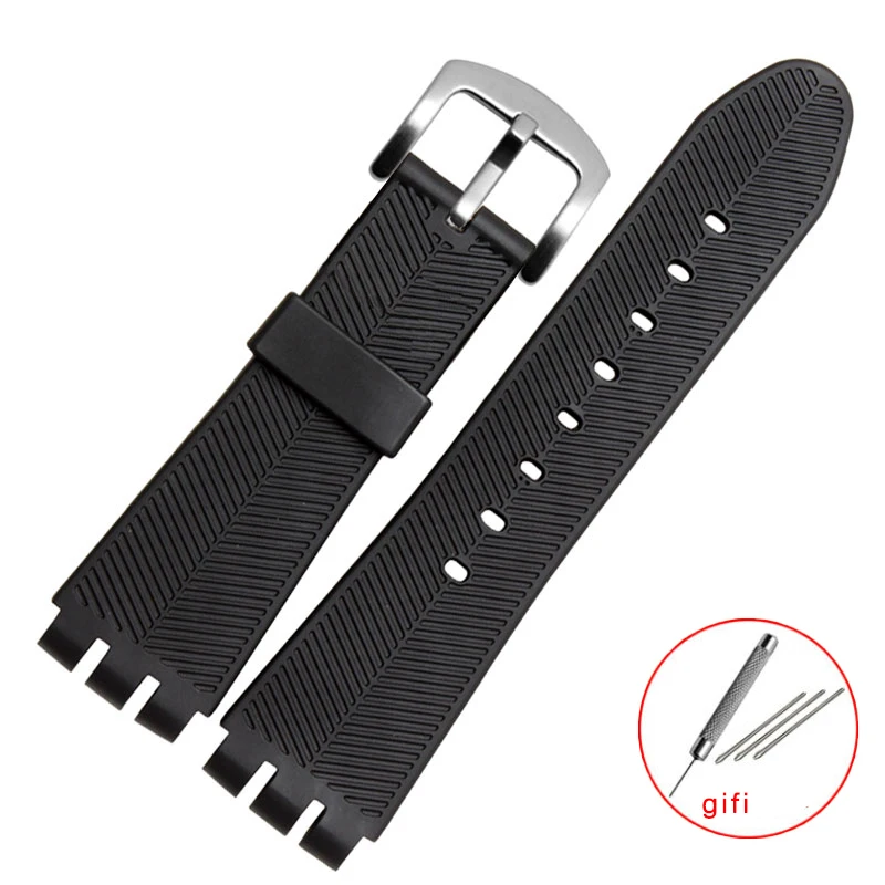 

For swatch rubber band 23mm new high quality men's black soft waterproof silicone strap Strap Black Bracelet