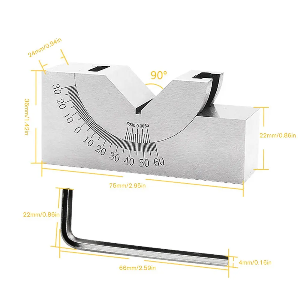 

AP25 Precision Gauge Micro Adjustable Angle V Block Milling Setup 0 to 60 Degree Angle Plate Angle Block Gauge Tool