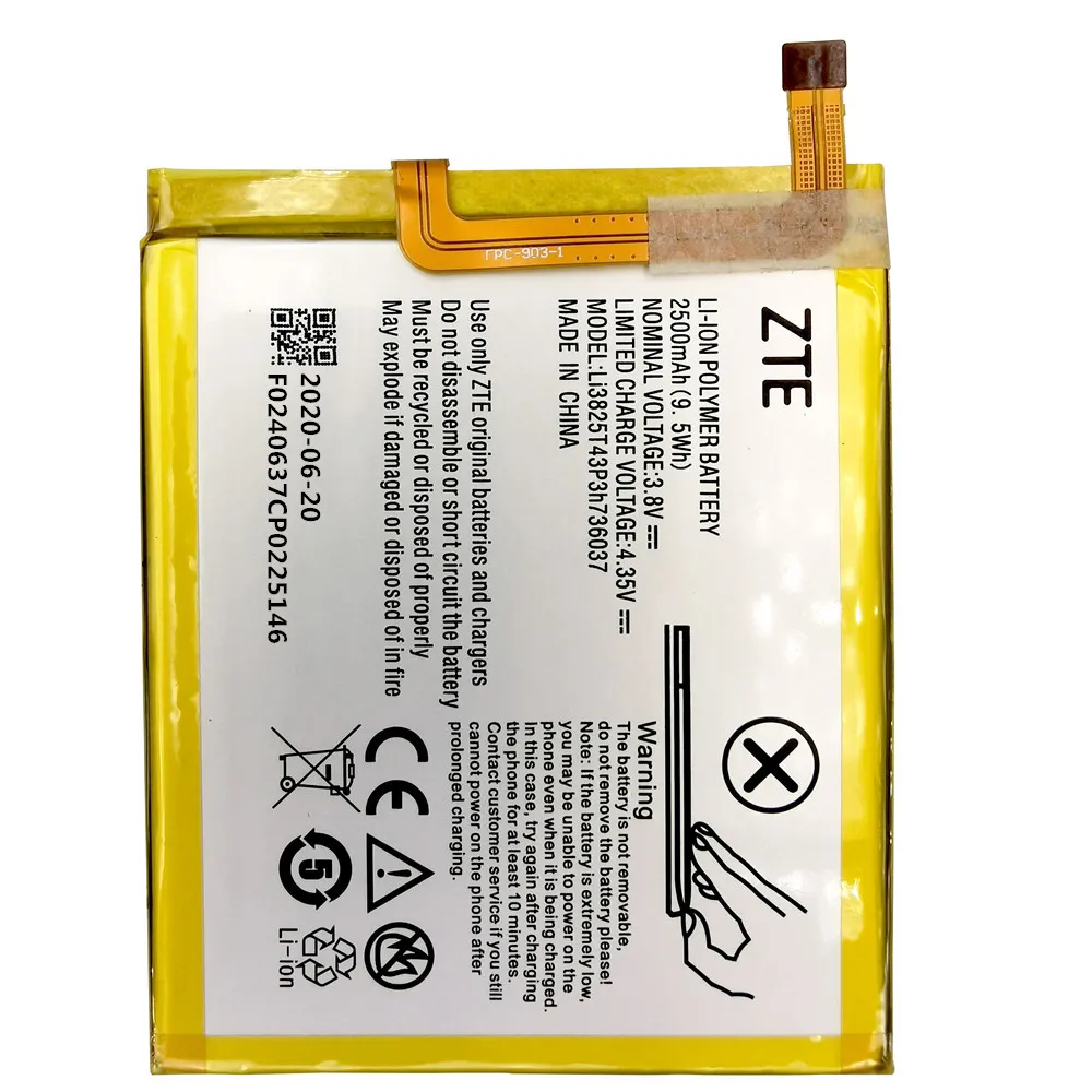 

100% Новый оригинальный 3,8 в 2500 мАч Li3825T43P3h736037 для ZTE BV0720 / ZTE Blade A2 / ZTE Blade V7 Lite аккумулятор с двумя SIM-картами + инструмент