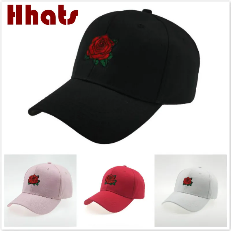 Модная бейсболка с вышивкой розы в стиле хип-хоп регулируемая хлопковая