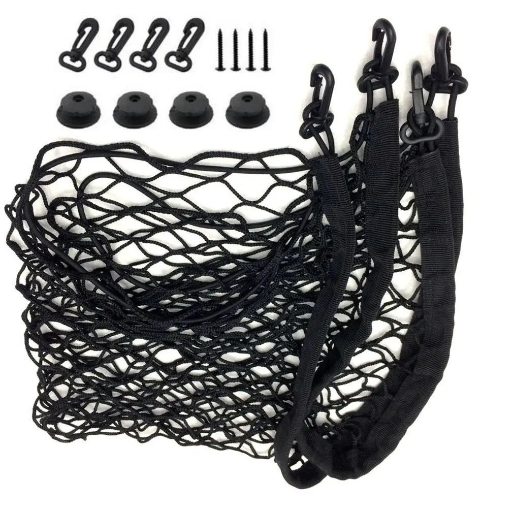 

Car Mesh Cargo Net Holder Fixed Luggage Flat Stand Trunk Auto Elastic Storage 4 Hooks Texture Car Trunk Organizer Styling