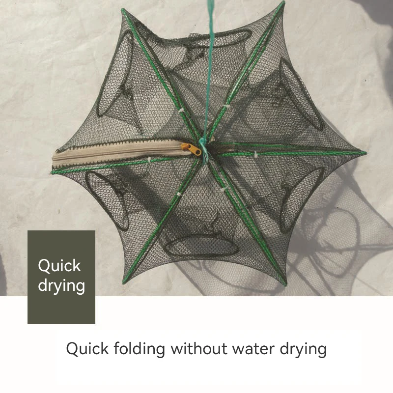 

2pcs Folded Fishing Net Network Fish Basket Cages Mesh Fish Nets Tool Casting Crayfish Catcher Shrimp Minnow Crab Baits Trap