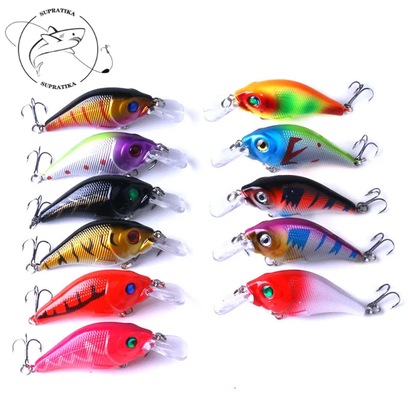 

11pcs/set 7.5cm/10g Artificial Lifelike Rock Crank Plastic Hard Bait 3D Eyes Anti-corrosion With Treble Hook Bionic Bait