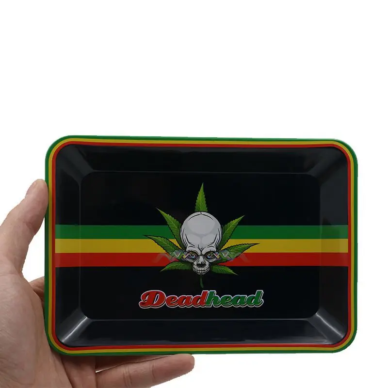 

Portable Small 18 cm * 12.5 cm Cigarette Butts Smoking Set Metal Tin Tobacco Cigarette Paper Pipe tray Storage Accessories