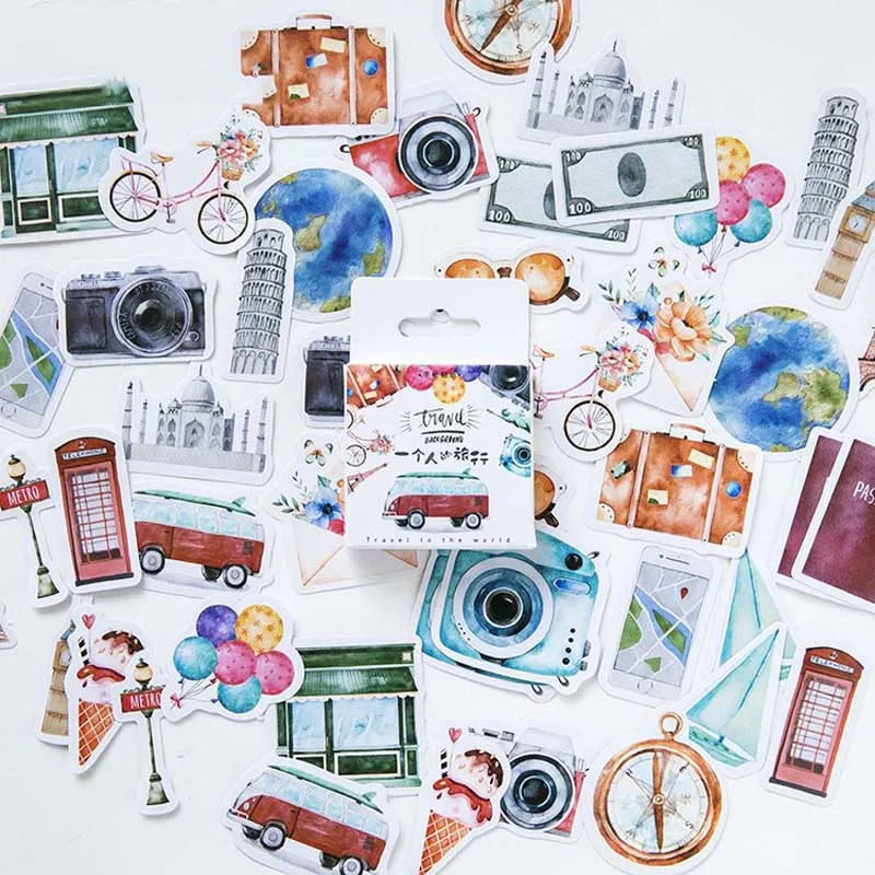 

46Pcs Lovely Travelling Stickers Famouse Building stationery stickers book cute bullet journaling stationery aesthetic stickers