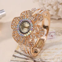 new fashion wrist watch women flower shape jewelry bracelet watch crystal ladies quartz clock relogio feminino bayan kol saati
