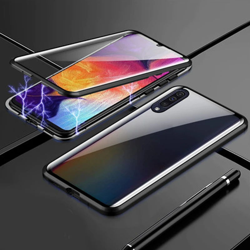 Роскошный Магнитный чехол для samsung Galaxy A50 a50 металлический каркас Doubl стекло в рамке крышка GalaxyA 50 защитный чехол для телефона