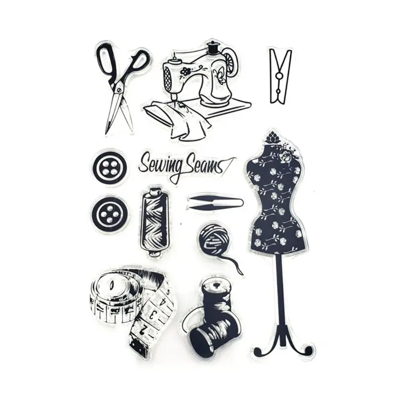 Швейная машина силиконовый прозрачный Печатный штамп DIY Скрапбукинг рельефная