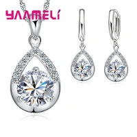 925 sterling silver bridal jewelry sets romantic style water drop austrian crystal women engagement necklace earrings
