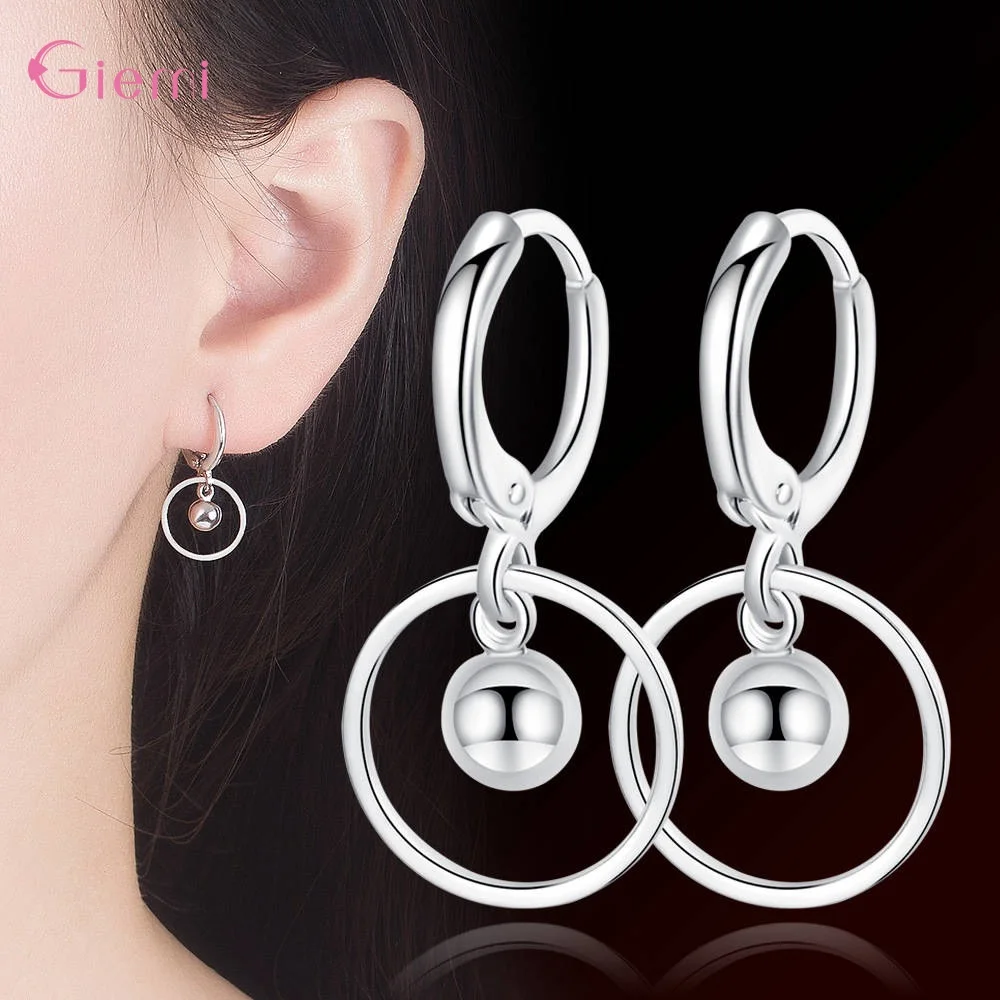 

New Arrival Fashion Jewelry 925 Sterling Silver Dangle Earrings Trendy Concise Style Bead Design Woemen Girls Party Engagement