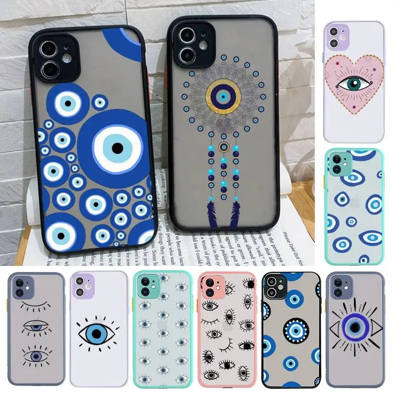 

Lucky Eye Blue Evil Eye Print Phone Case Matte Bumper Phone Case For iphone12 11 Pro Max X XS Max XR 7 8 Plus 12mini Cover