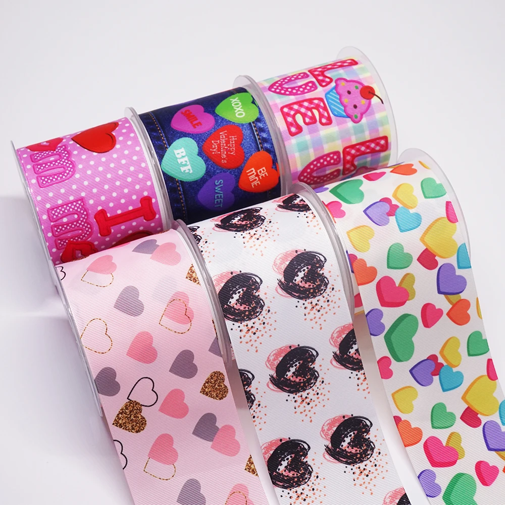 Free shipping 50 yard per size Valentine's day ribbon printed grosgrain 26194 | Дом и сад