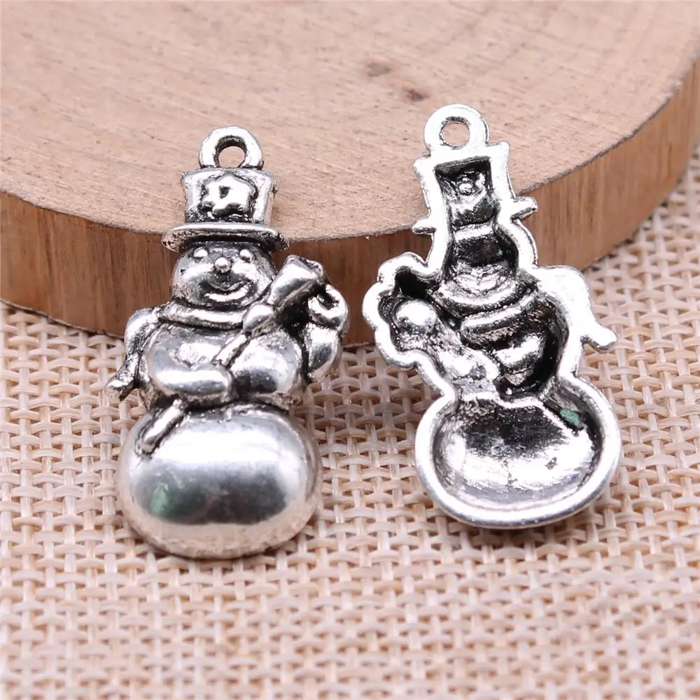 

Wholesale 100pcs/bag 29x15mm Christmas Snowman Pendant Charm For Jewelry Making Antique Silver Color Antique Bronze Color