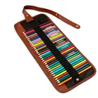 Пенал для карандашей, с 24-72 отверстиями, с цветным грифелем, для обучения, для отдыха, черный холщовый, для хранения, складывающаяся ручка занавесок