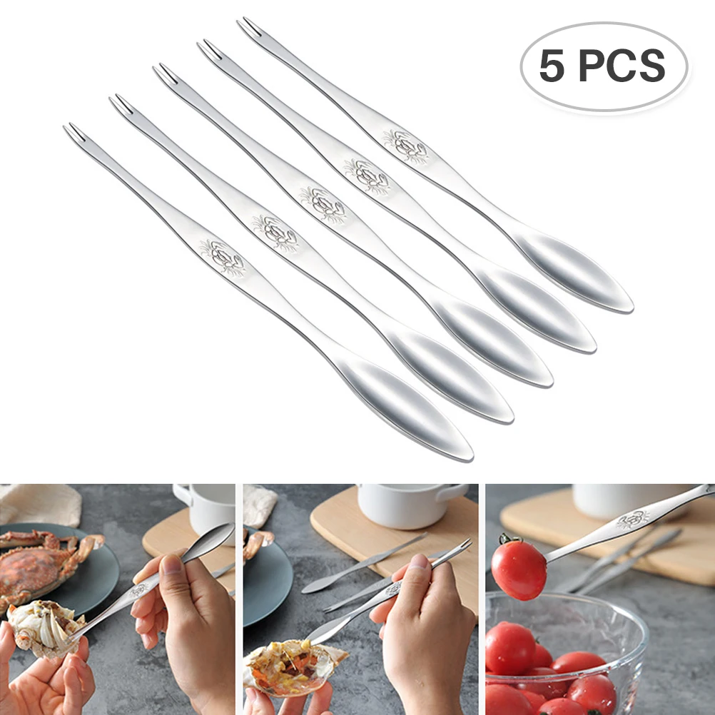 

Stainless Steel Seafood Tools Crab Fork Spoon Crab Needle Multipurpose Meat Spoon for Kitchen Accessories